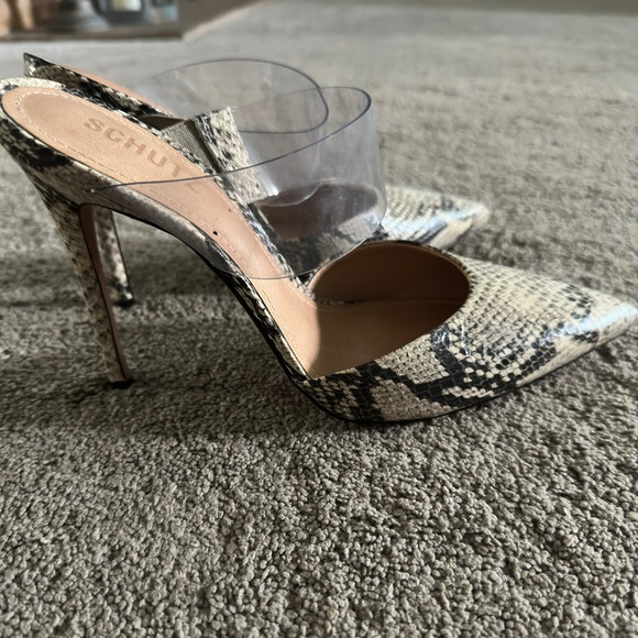 Shultz Snake-Embossed Sionne Clear Strap Pointed Toe Mule - Picture 2 of 7